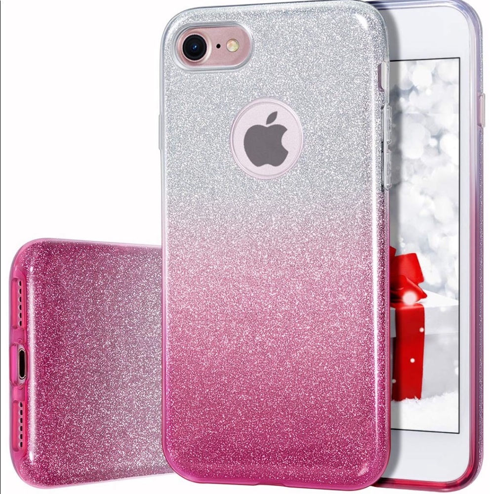 2 Cases iPhone 7 Protective Case, Ombré Glitter &